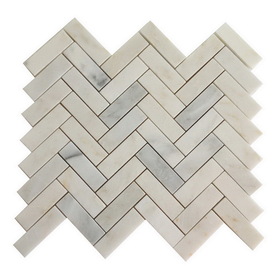 herringbone marble mosaic tile for our showerfloor - Hello Lovely Studio