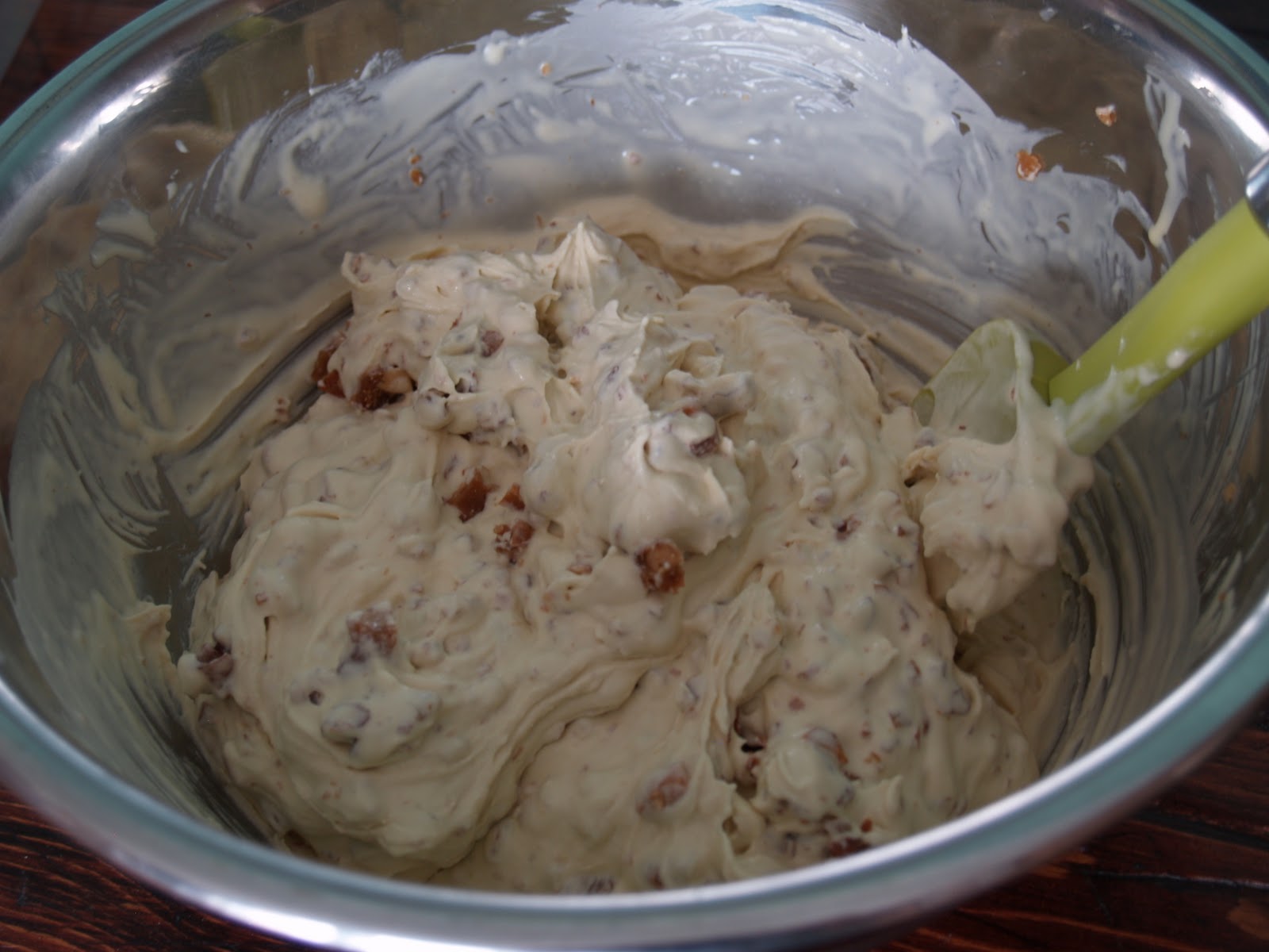 Persimmon and Peach Peanut Brittle Ice Cream