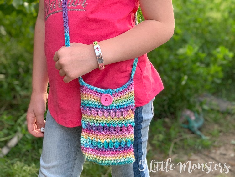 5 Little Monsters: Rainbow Crossover Crocheted Purse