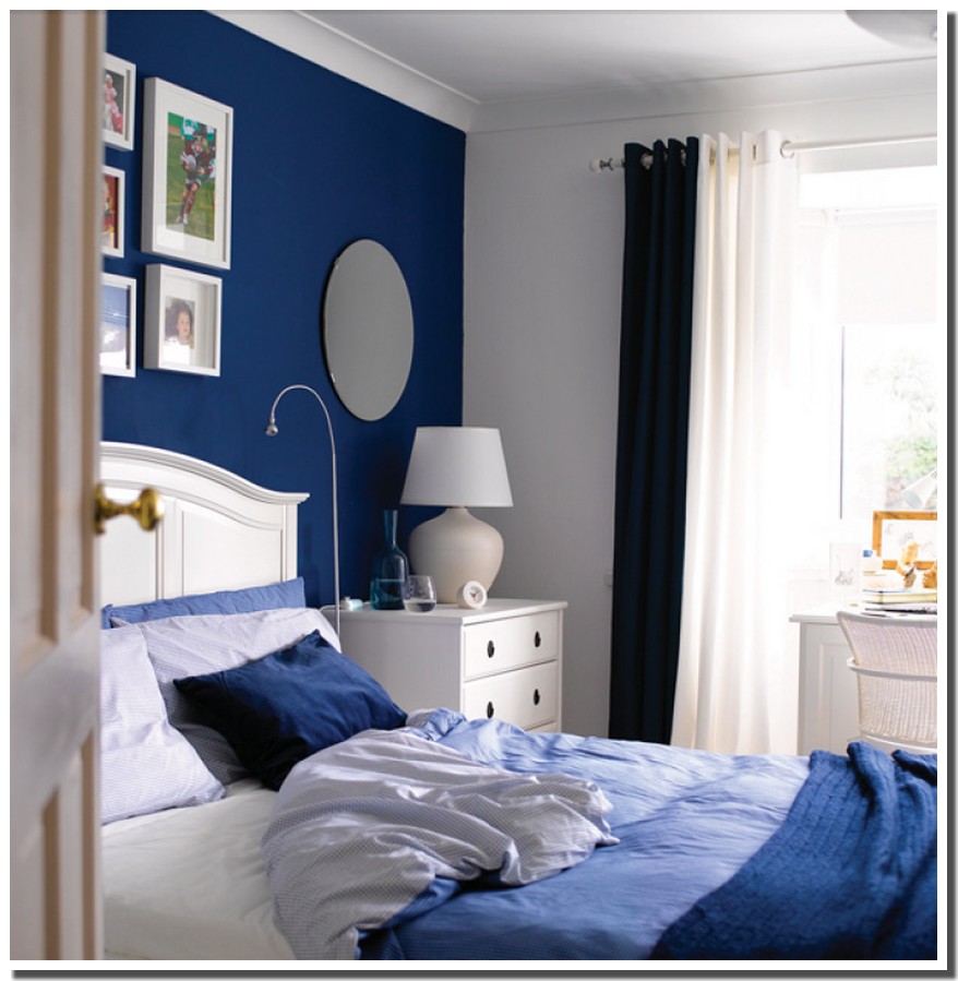 Nassima Home Chambre décor bleu et blanc Ikea