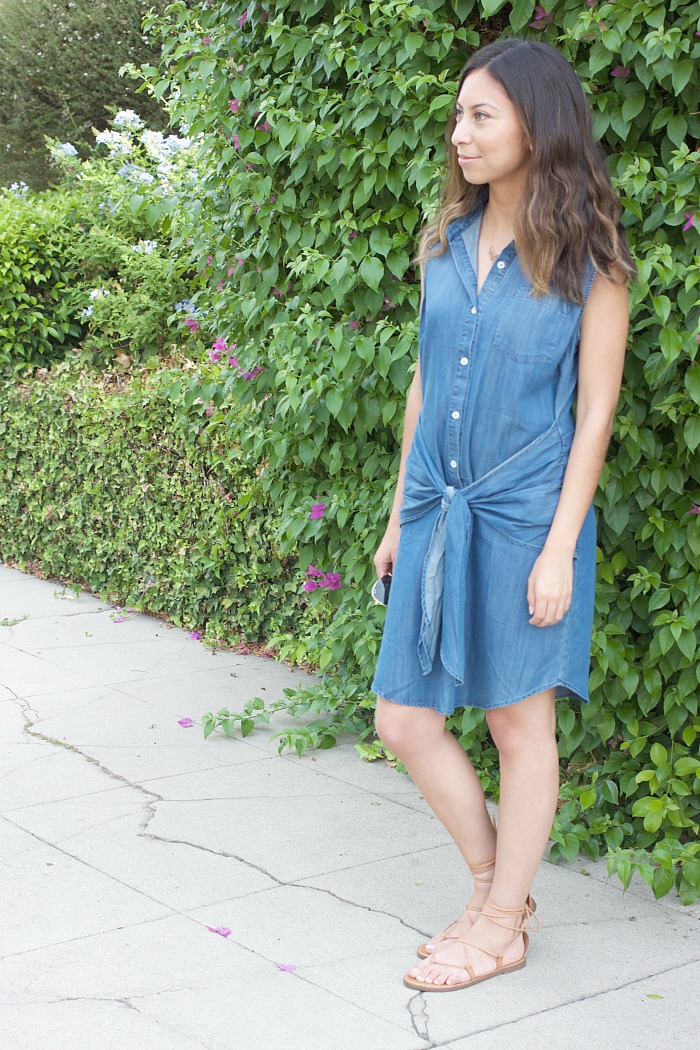 white chambray dress