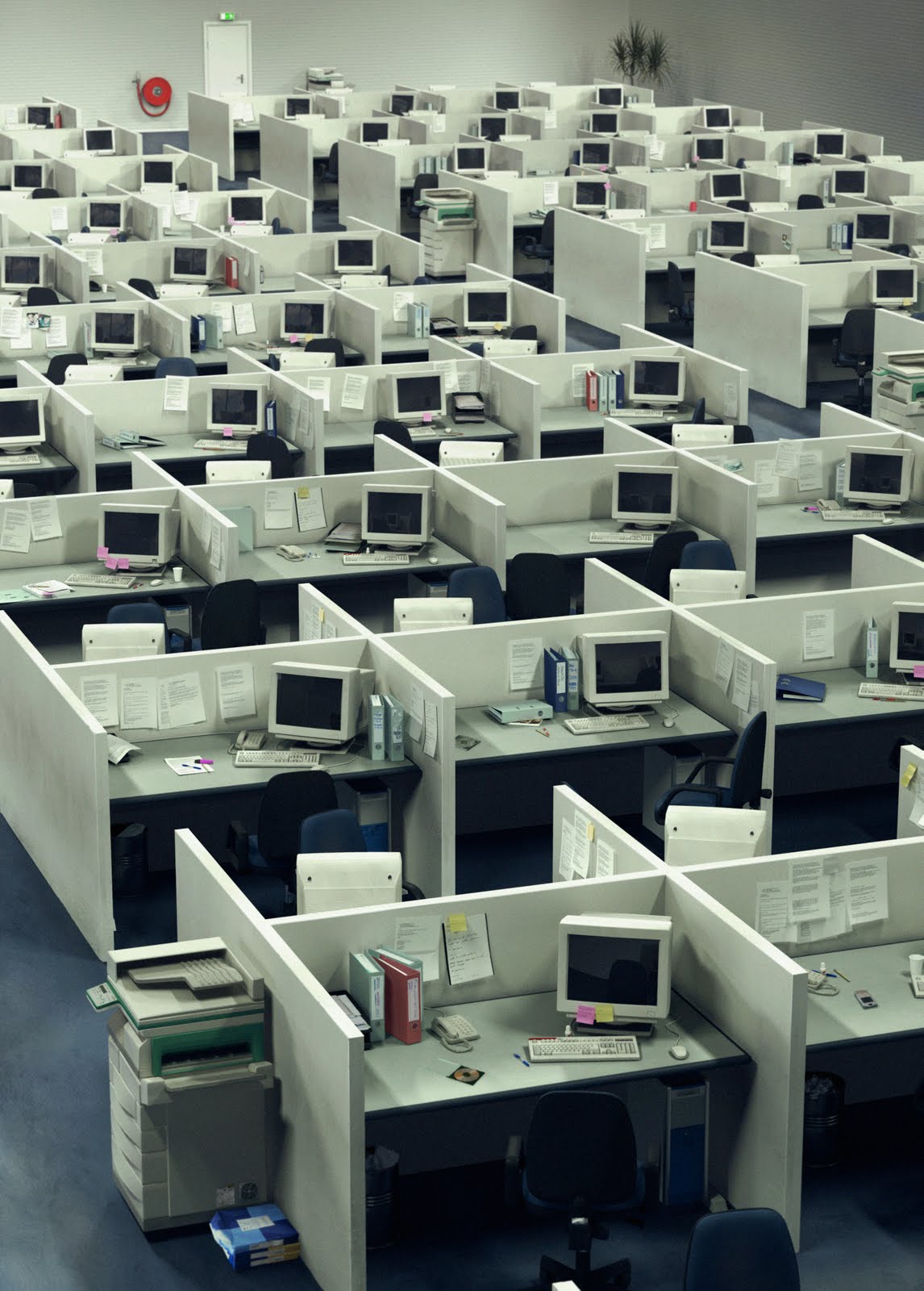 Tons of computers in identical cubicles