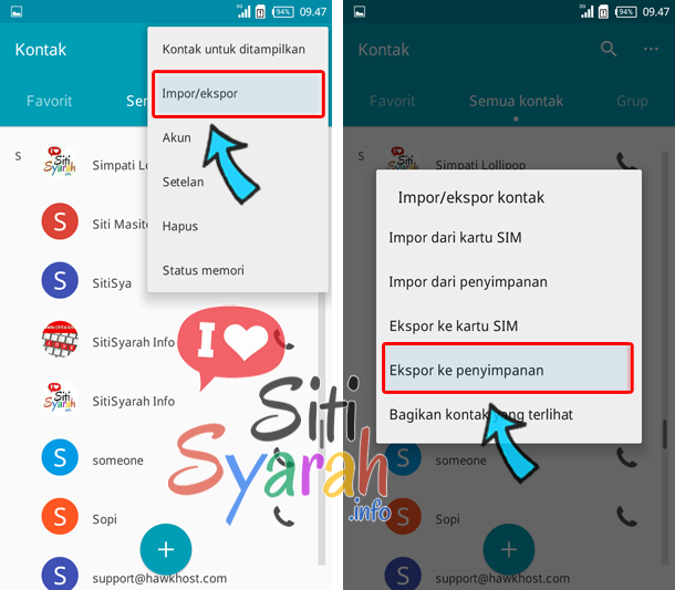 cara menyimpan kontak android ke akun google