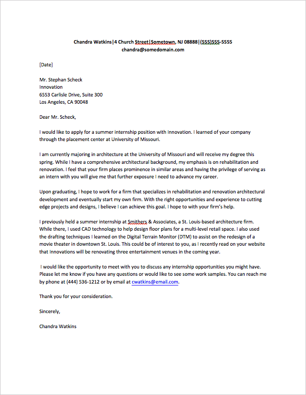How To Write a Cover Letter For Intership How To Write a Cover Letter For Intership
