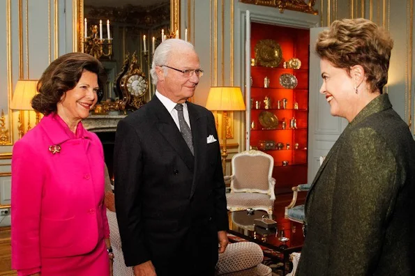 King Carl Gustaf of Sweden and Queen Silvia of Sweden met with President Dilma Rousseff of Brazil