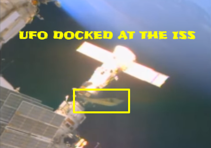 Alien spaceship seen on live NASA TV docked with the ISS.