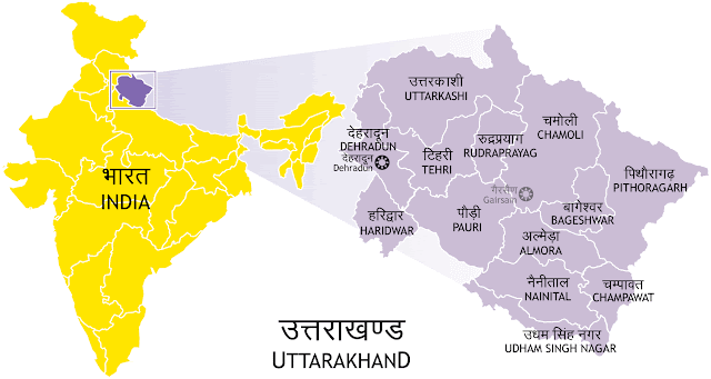 Uttarakhand location in india map