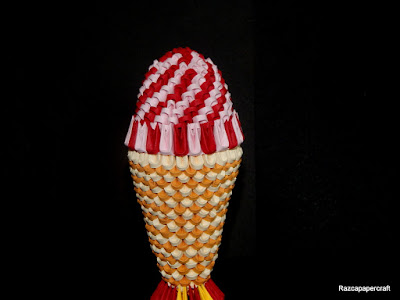 red and pink 3D origami Ice cream  made from 3d origami pieces