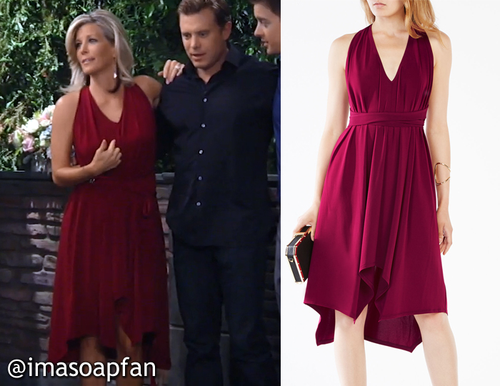 Carly Corinthos's Cranberry Red Belted Jersey Dress - General Hospital, Season 54, Episode 09/02/16