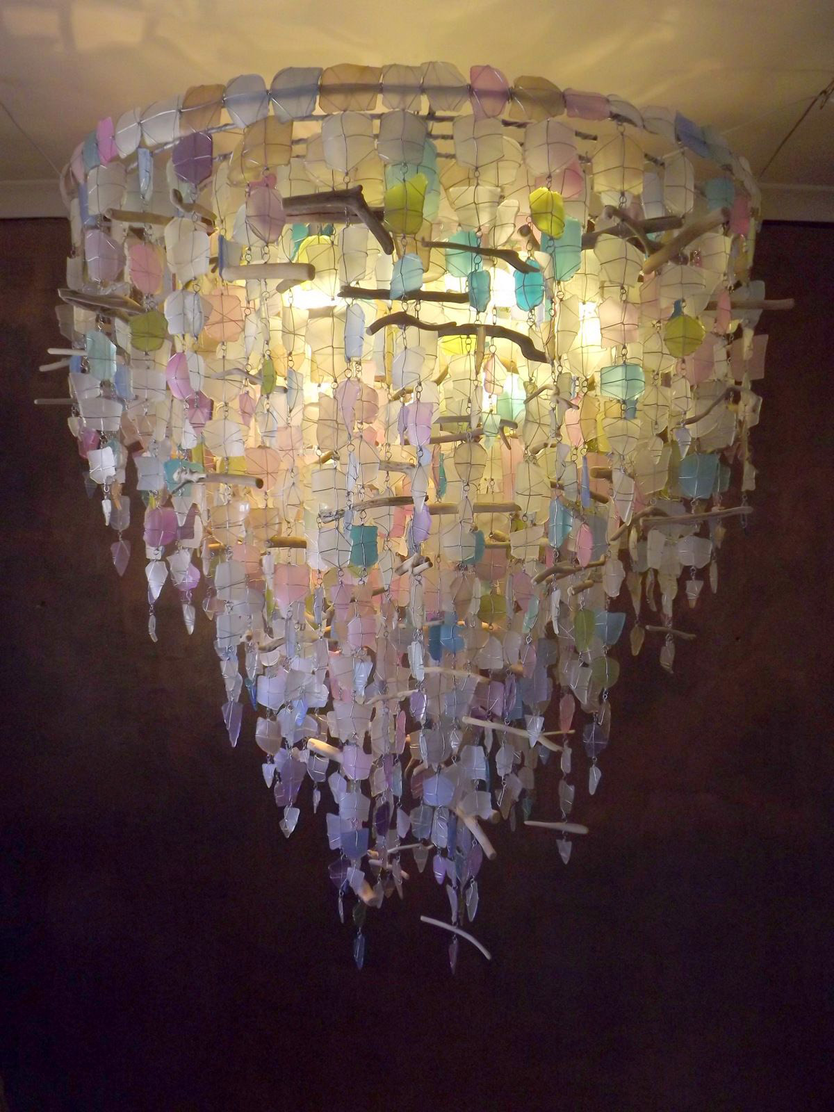 Unique Lighting Fixtures Phases Africa African Glass Chandelier Made From Recycled Tumbled Available At Phasesafrica Com