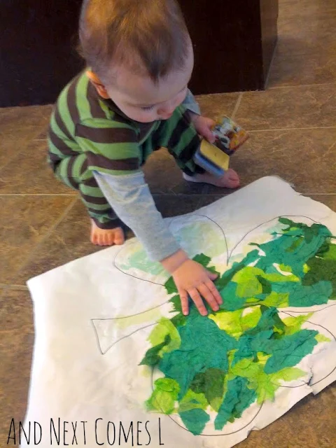 Shamrock bleeding tissue paper art for toddlers and preschoolers