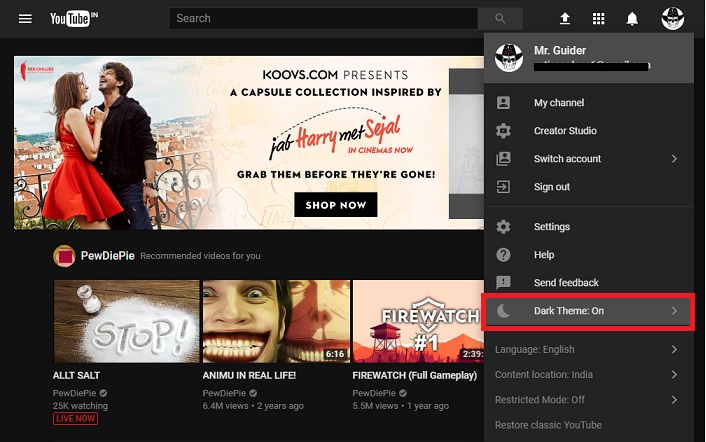 how to enable youtube s hidden dark mode on desktop tech hunt