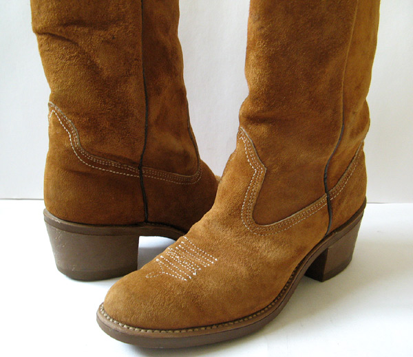 BROWN SUEDE COWBOY BOOTS WOMENS SIZE 8 COBBIE