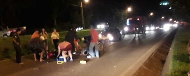 Roncador: Acidente de motocicleta na Avenida São Pedro agora a noite