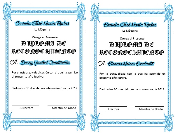 formato para reconocimiento