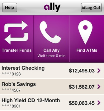 Capture d'écran Ally Bank sur iPhone