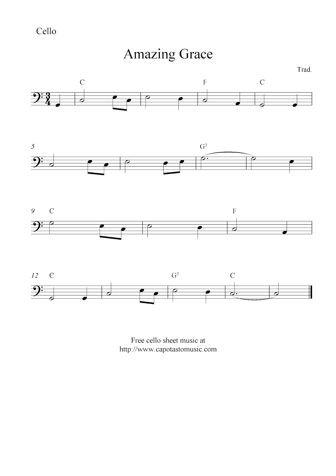 Amazing grace cello sheet music free | ♥Amazing grace SATB piano sheet