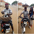 Man goes viral after photos of him hawking with tray on his head while riding a bike storm online