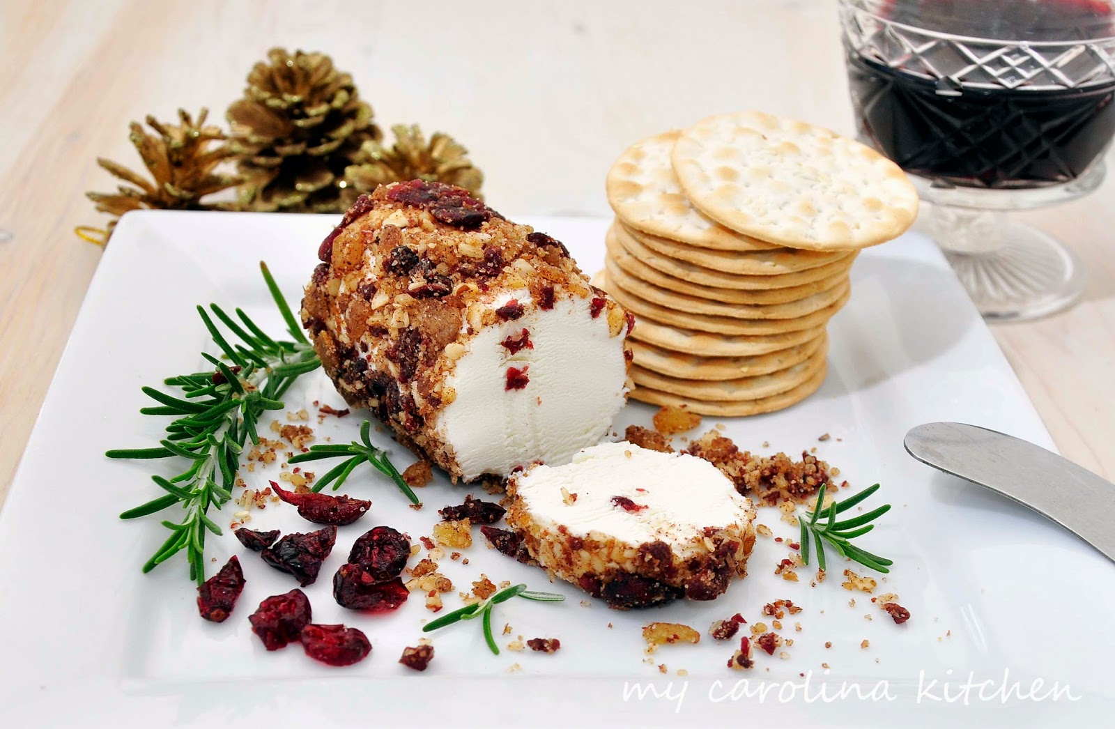 My Carolina Kitchen Spicy Cranberry Goat Cheese Log