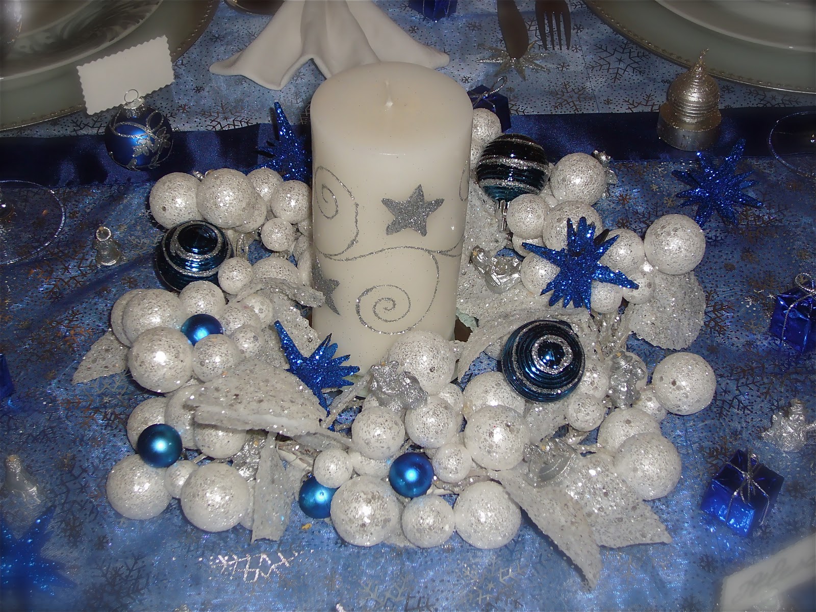LES TABLES D'ISA Table Noël Bleu/argent