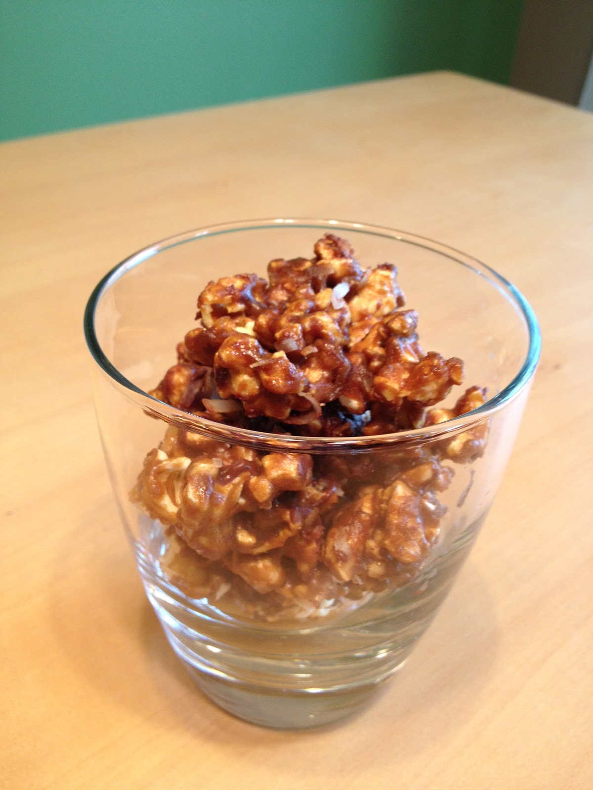 Various Adventures Quick Caramel Popcorn with Coconut and Chocolate