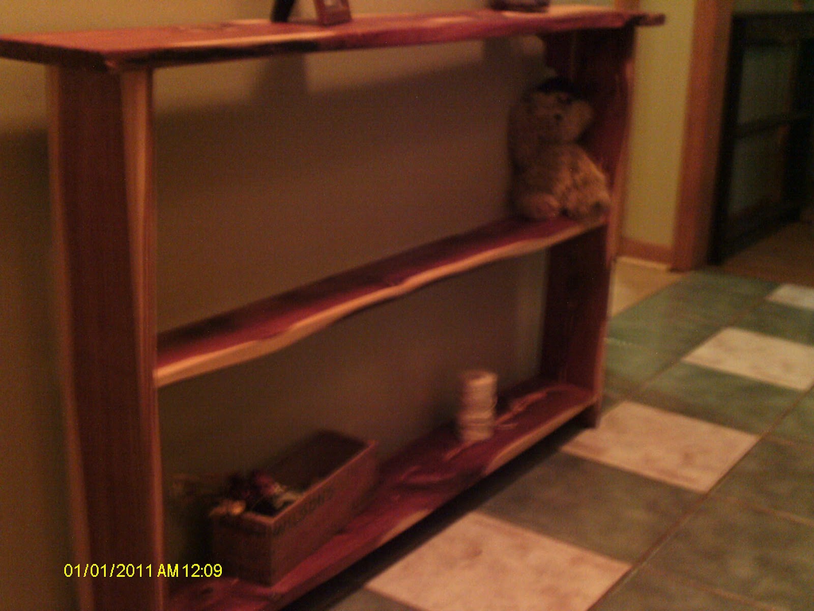 Handmade Rustic & Log Furniture Cedar Entry Way Table/Shelf and Cedar Boxes