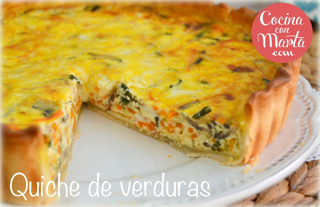 Quiche de verduras, quinche o pastel frío de verduras. Receta casera, fácil y rápida. Cocina con Marta