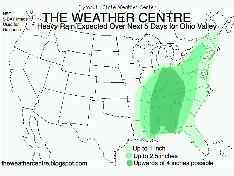 The Weather Centre 5Day Rainfall Forecast Totals Could Top 4 Inches