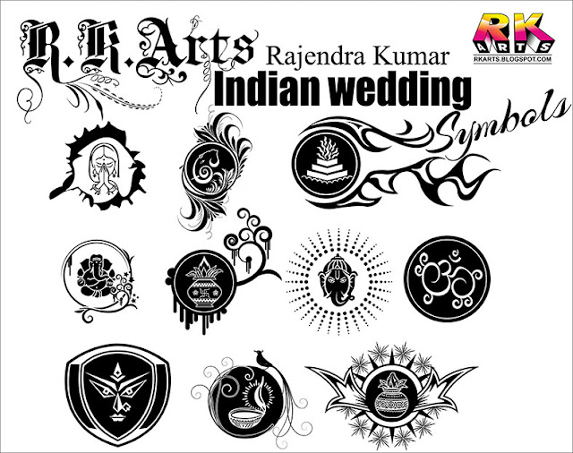 Indian Traditional Wedding  Symbols with Decorative ornaments free download CorelDraw (CDR) formats 