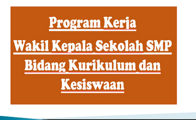 Program Kerja Wakil Kepala Sekolah SMP Bidang Kurikulum