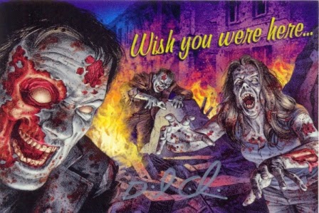 Special Zombies!!! 13: DEFCON Z 'Wish you were here...' postcard featuring original artwork and signed by Zombies!!! illustrator Dave Aikins