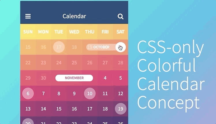 CSS-only Colorful Calendar Concept