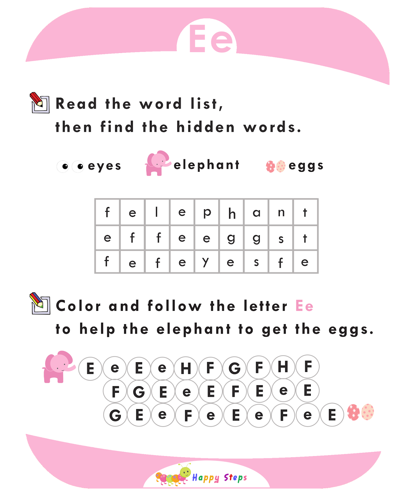 Activity Worksheet -3 Letter E
