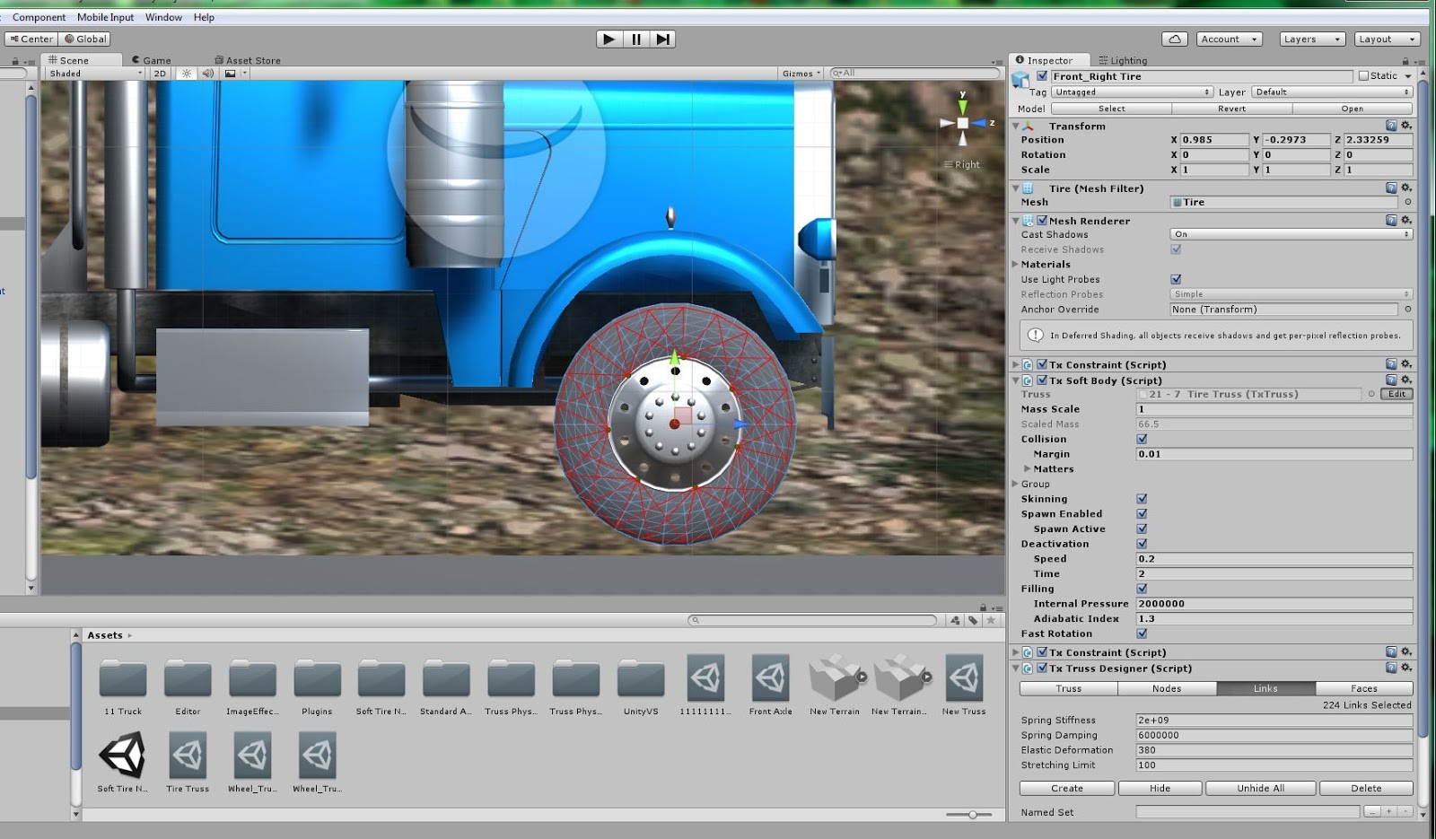 My Truck Game Unity Truck With Deforming Tires Test ( With Truss Physics )