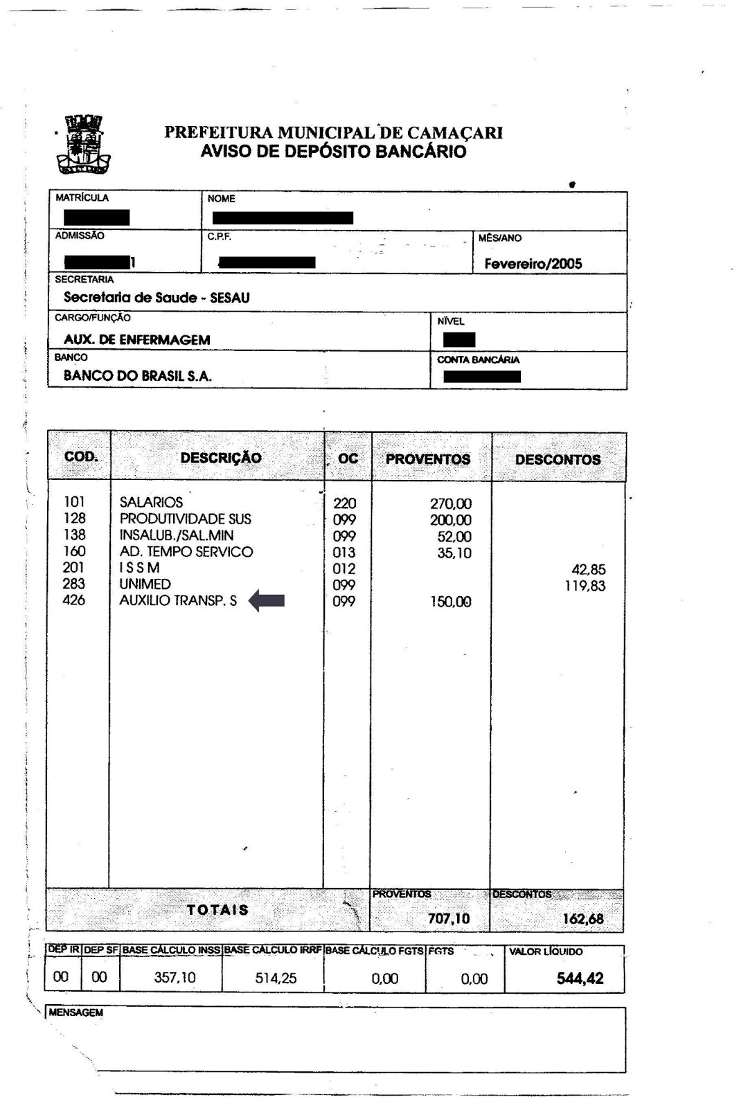 Contra Cheque Prefeitura De Senador Canedo Blog dos Servidores Públicos de Camaçari: Contra-cheque de servidor da