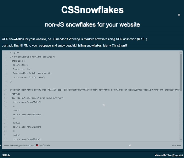 Tạo hiệu ứng tuyết rơi chỉ bằng HTML - CSS - Thủ thuật web