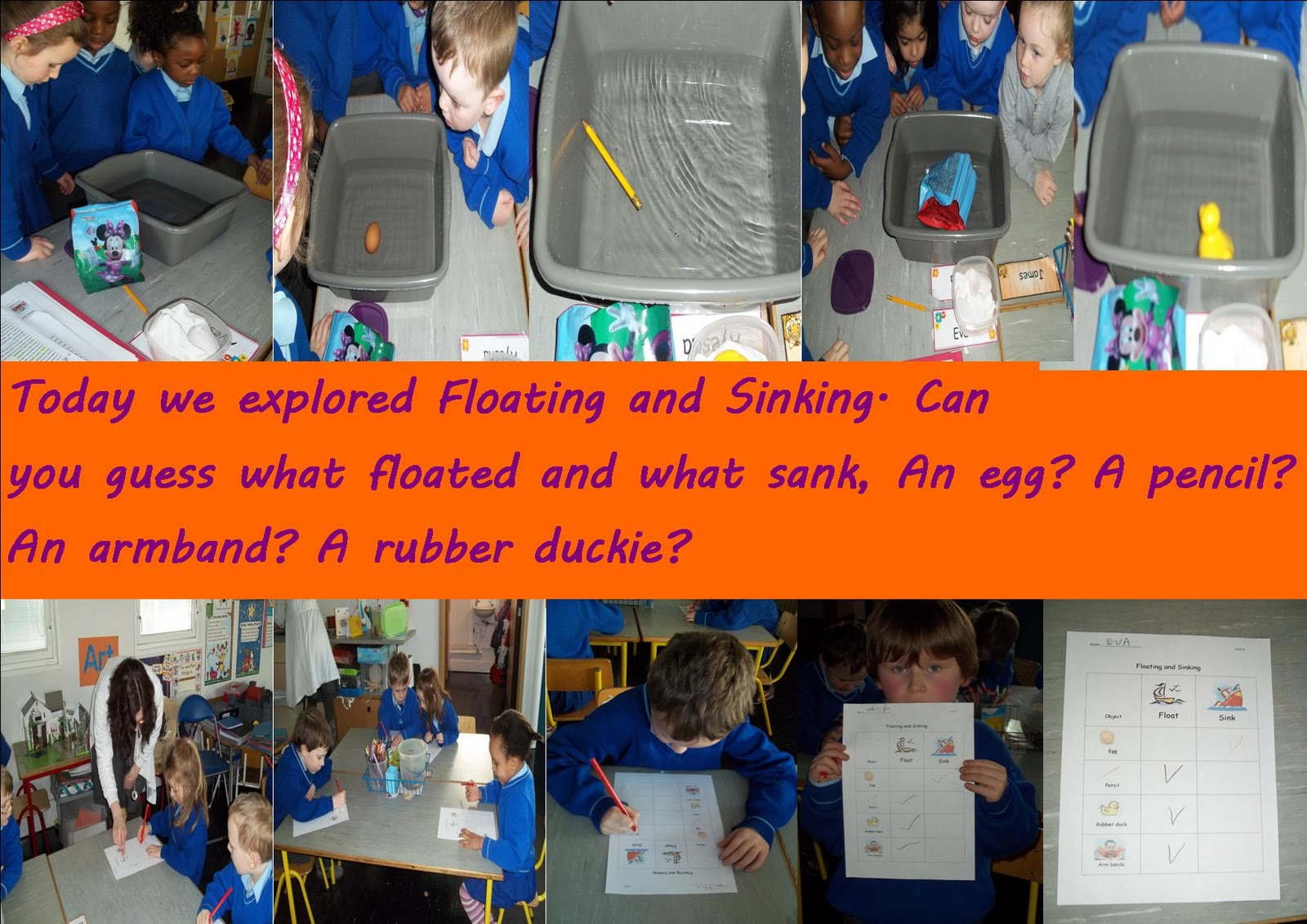 Science Projects Exploring floating and sinking Junior infants