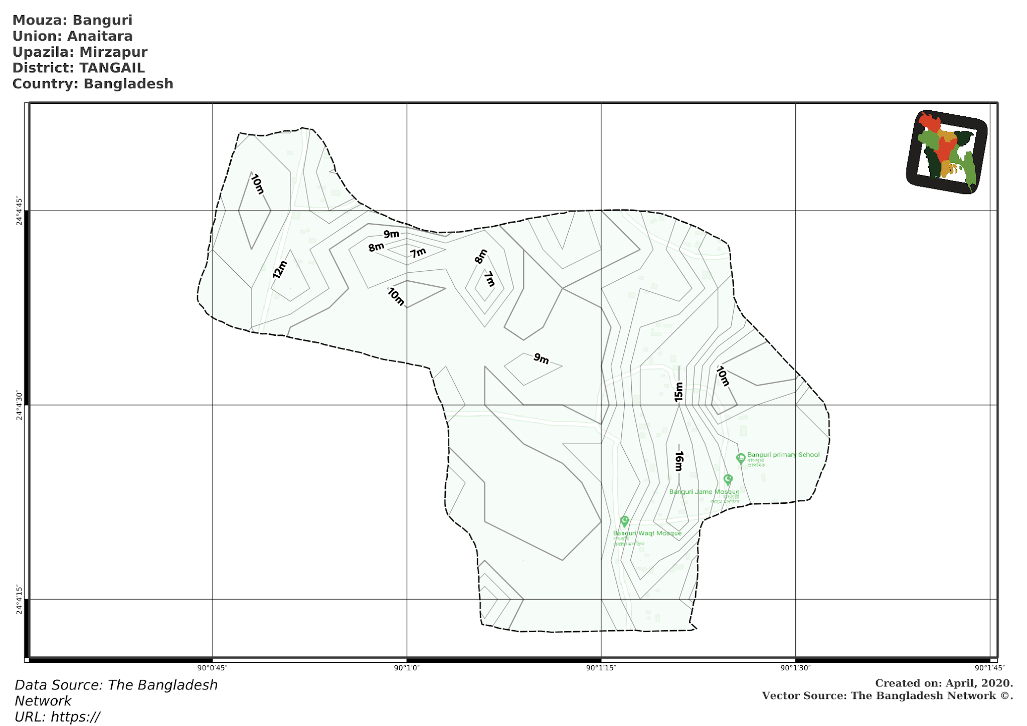 Map of Banguri Mouza of Mirzapur Upazila, TANGAIL Map of Banguri Mouza of Mirzapur Upazila, TANGAIL, Bangladesh.