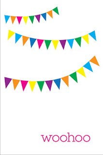 color pennant banner with woohoo on the bottom
