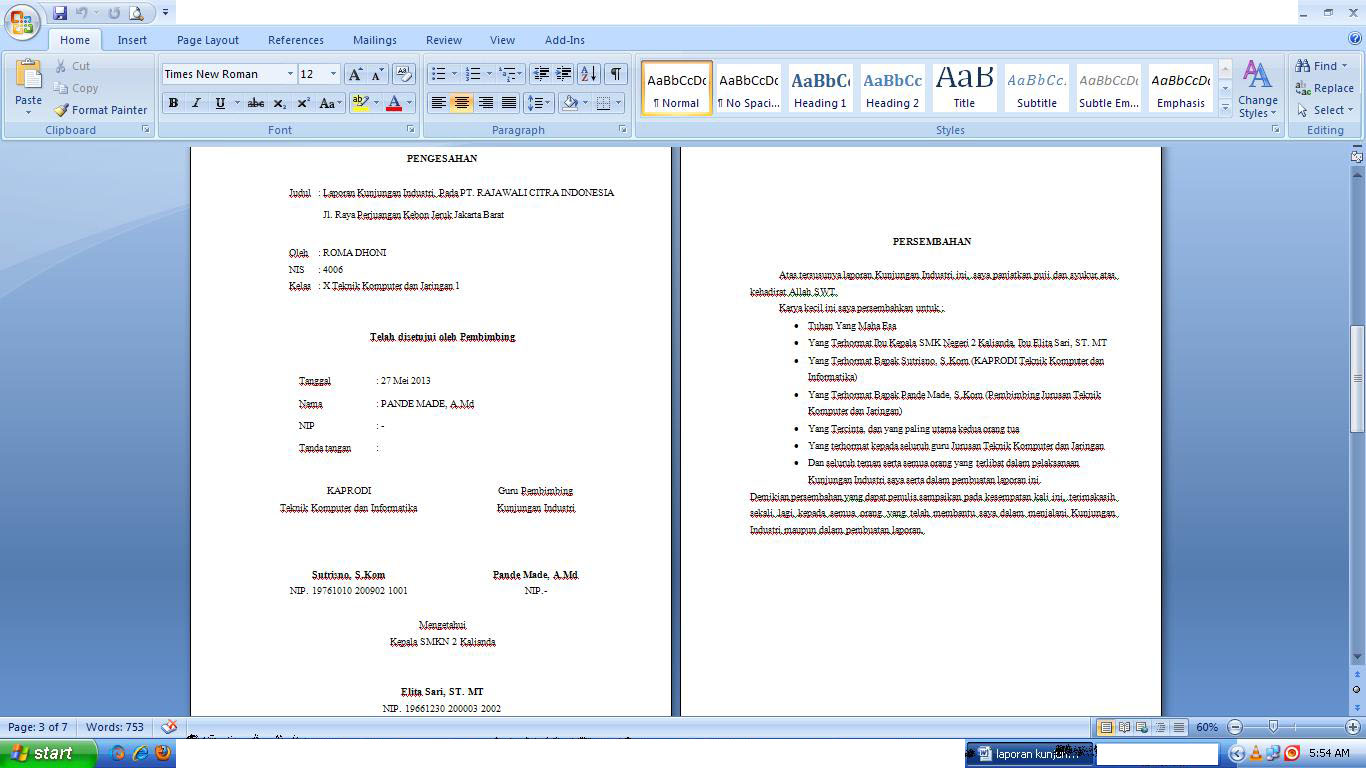 Gudangnya segala ilmu: Contoh Cara Membuat Laporan Praktek Kerja
