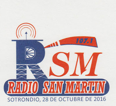 Dibujo del sobre para el matasellos de Radio San Martín, Sotrondio