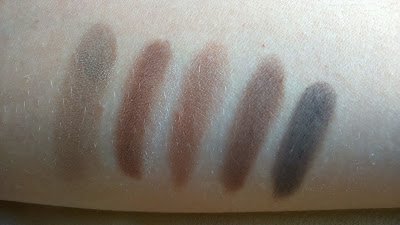 L'oreal La Palette Nude Beige, swatches of 5 shadows on the right