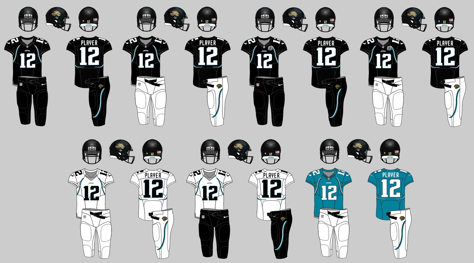 Jacksonville Jaguars Uniform Tracker YearByYear