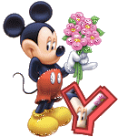 Alfabeto tintineante de Mickey con ramo de flores Y.