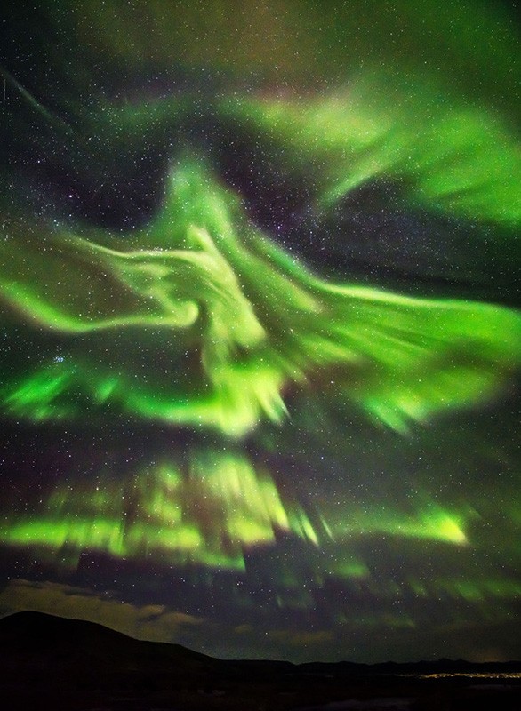 A Phoenix Rises in the Northern Lights Over Iceland A Phoenix Rises in the Northern Lights Over Iceland