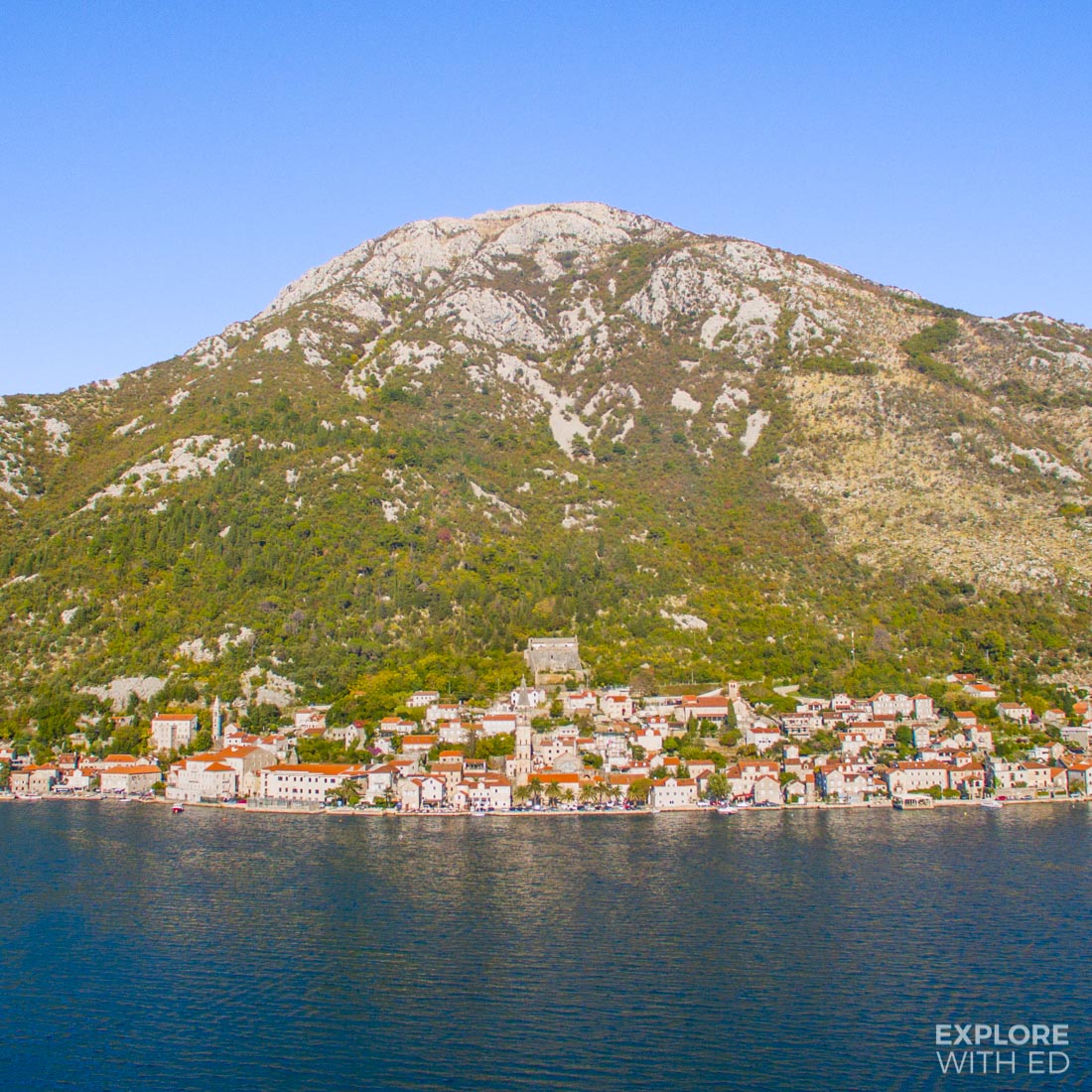 Sailaway through Kotor bay in Montenegro