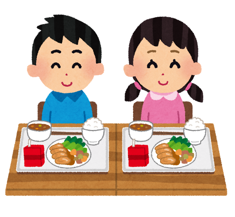 給食のイラスト「男の子と女の子」 | かわいいフリー素材集 いらすとや