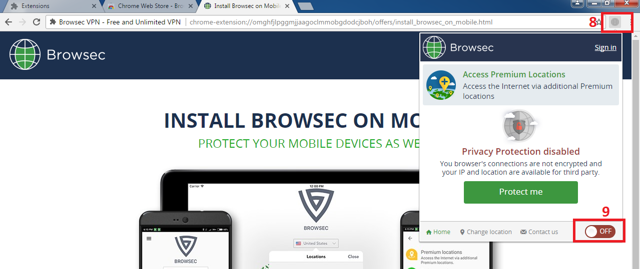 Browsec для андроид. Browsec для chrome.