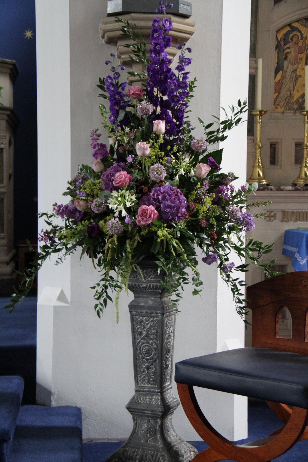 Flower Design Wedding Ceremony Styling Pedestal Design at St John the