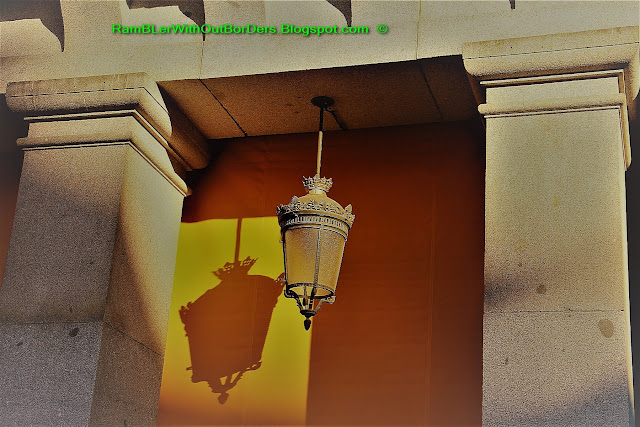Arcade lamp, Plaza Mayor, Madrid, Spain